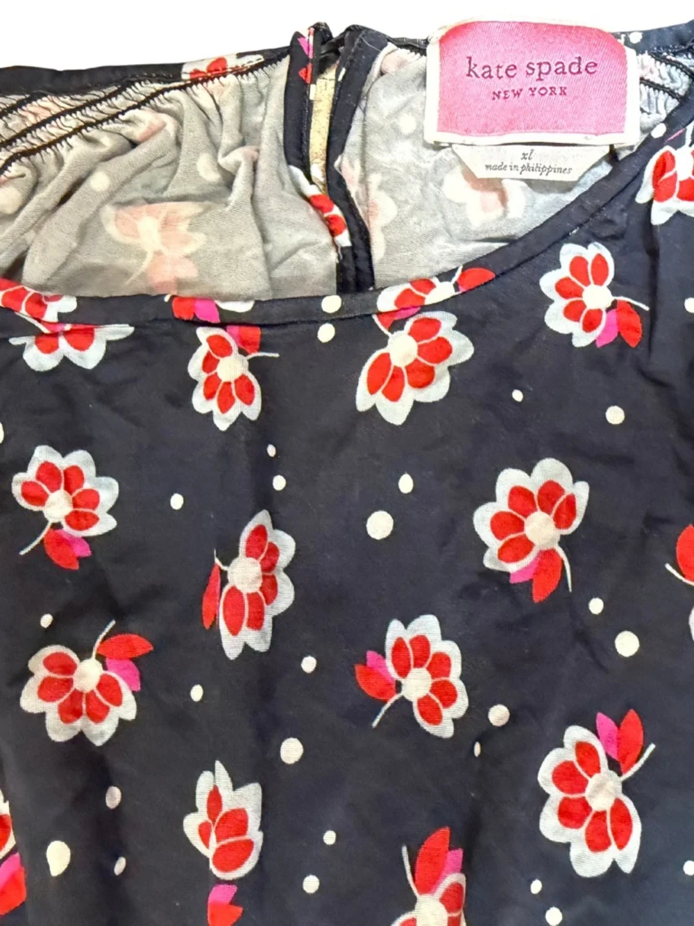 Kate Spade Seaside Blooms Floral Smocked-Waist Dress – XL